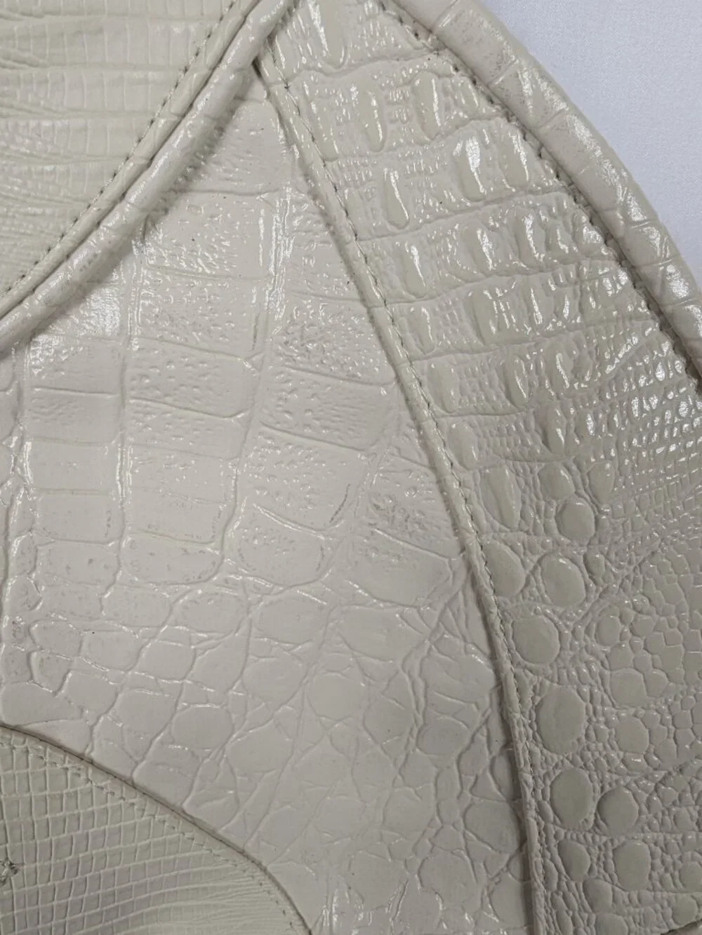 Handbag Monique White Snakeskin Print Texture Purse Shoulder Bag Vintage 80s 90s